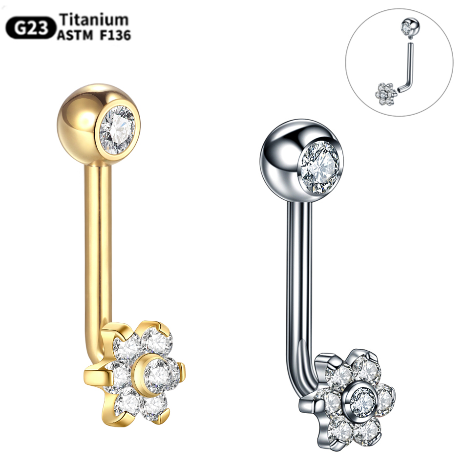 Christina Jewelry & Watches Marguerite Ørestik Forgyldt Sølv - 1PC Titanium Christina Piercing Flower Vertical