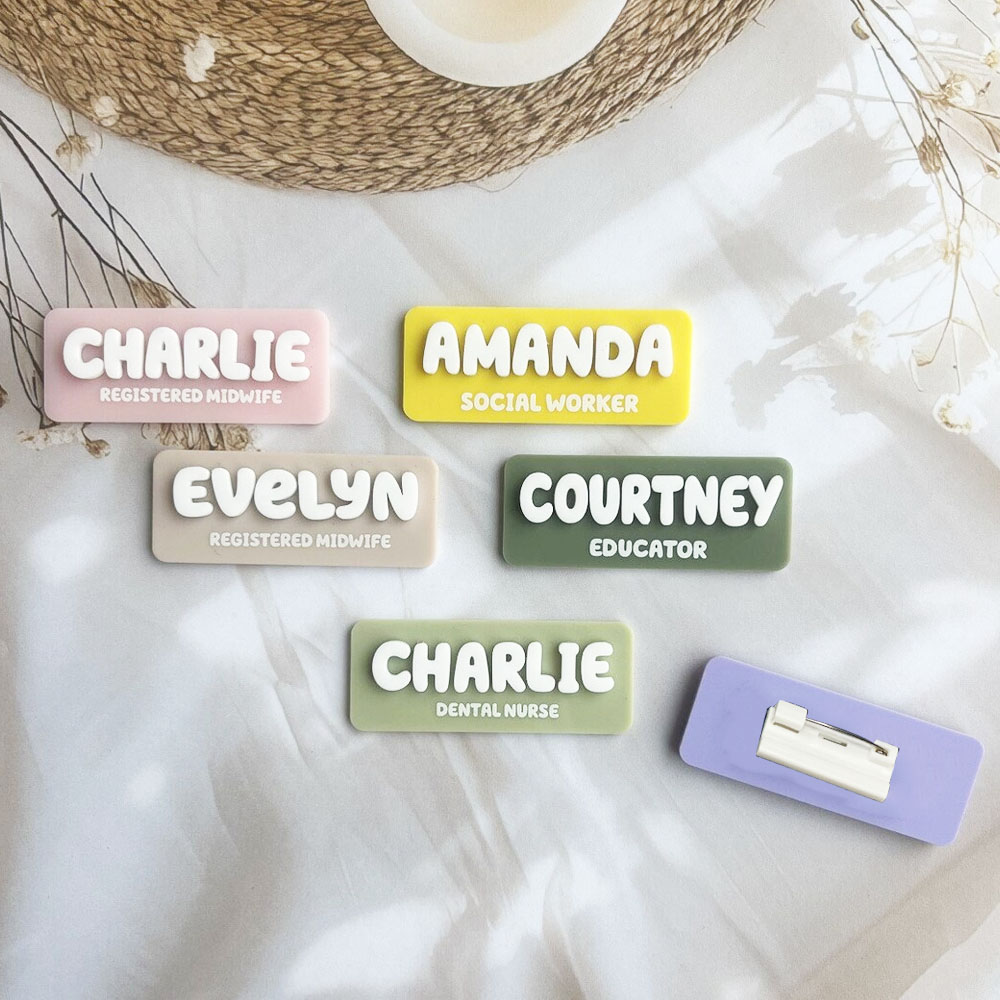 Vintage Brooch Pin - Custom Name Brooch Personalized Nameplate Acrylic