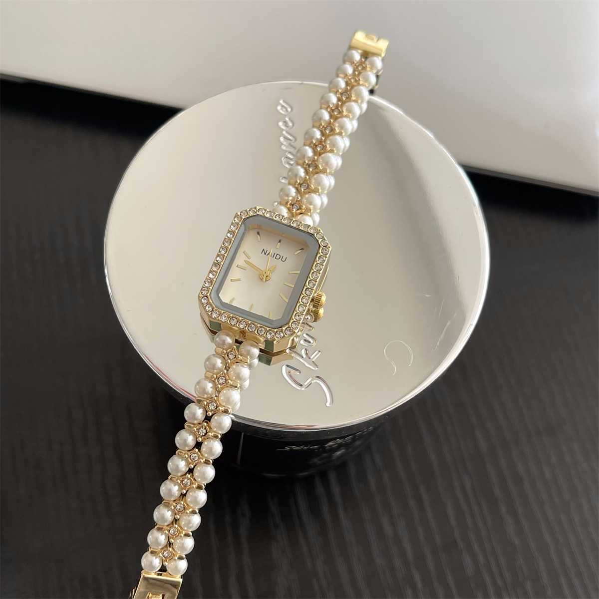 Jewelry Watches For Kids - Pearl Strap Diamond Women Watches Girl