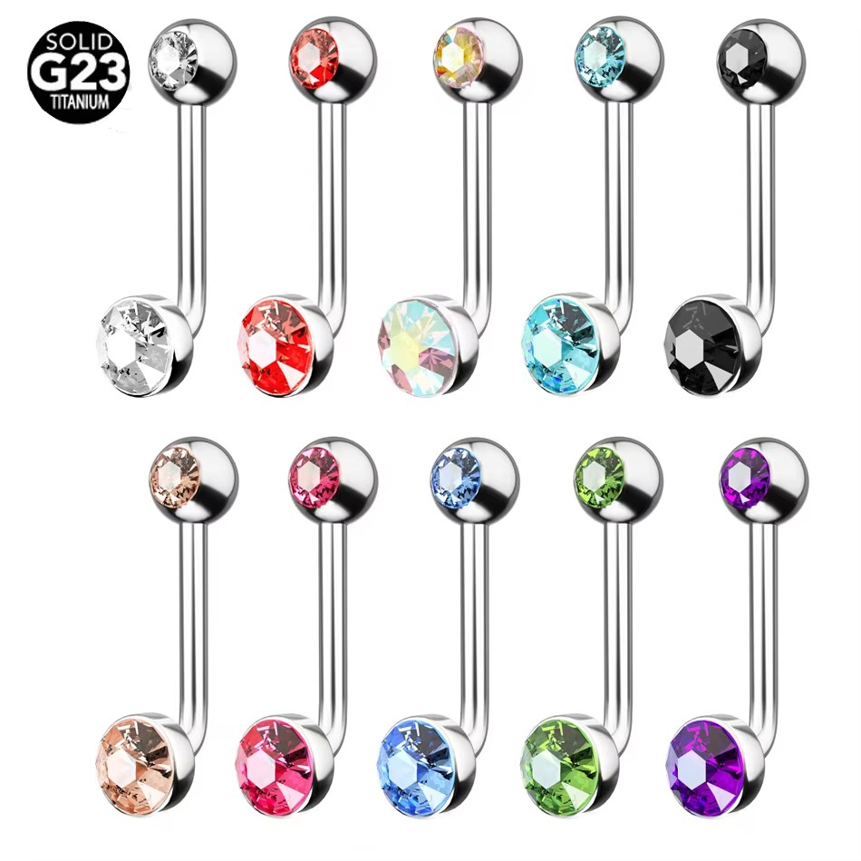 Christina Jewelry & Watches Marguerite Ørestik Forgyldt Sølv - 1PC Titanium Christina Vertical Hood Piercings