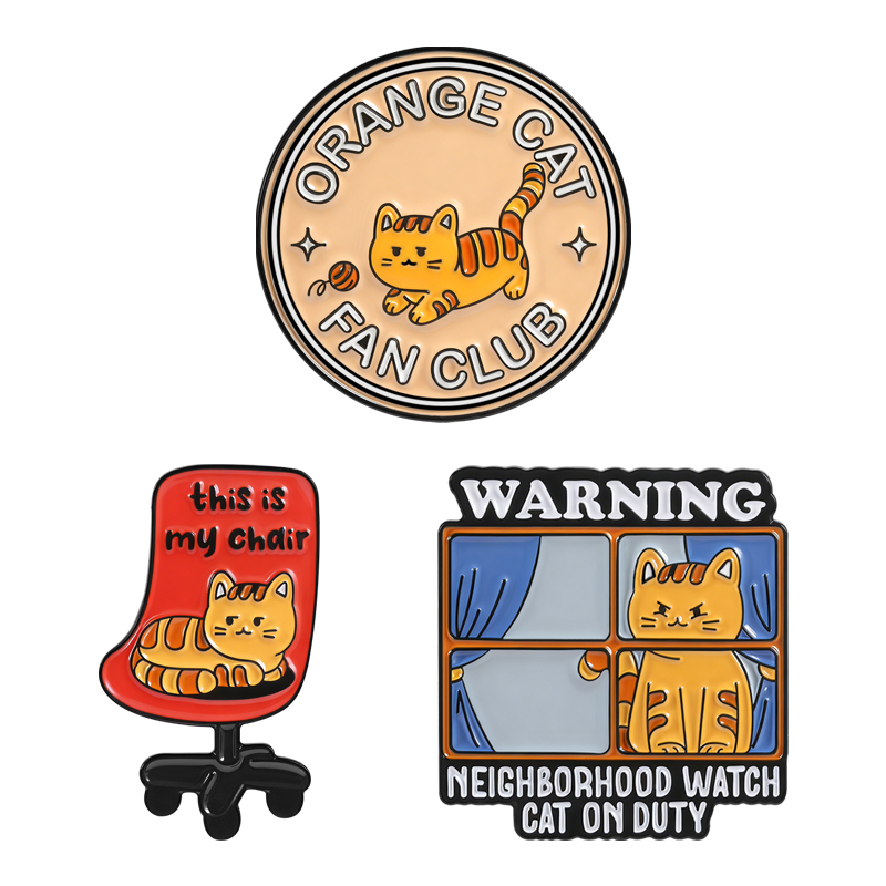 Jewelry Watches For Kids - Orange Cat Fan Club Enamel Pins