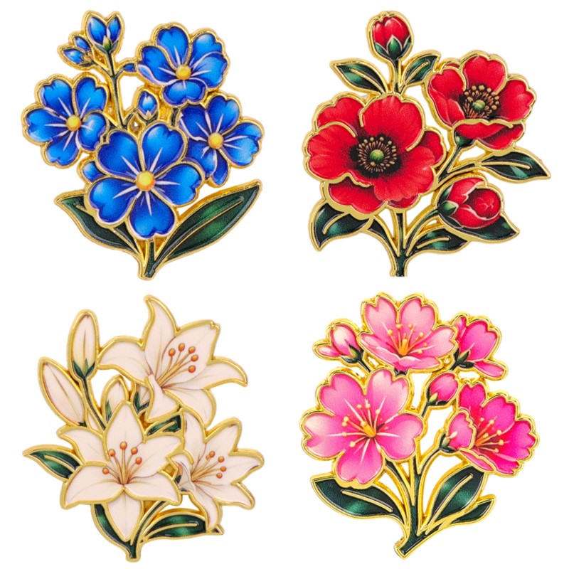 Vintage Brooch Pin - Cute Vintage Colorful Floral Enamel Pin