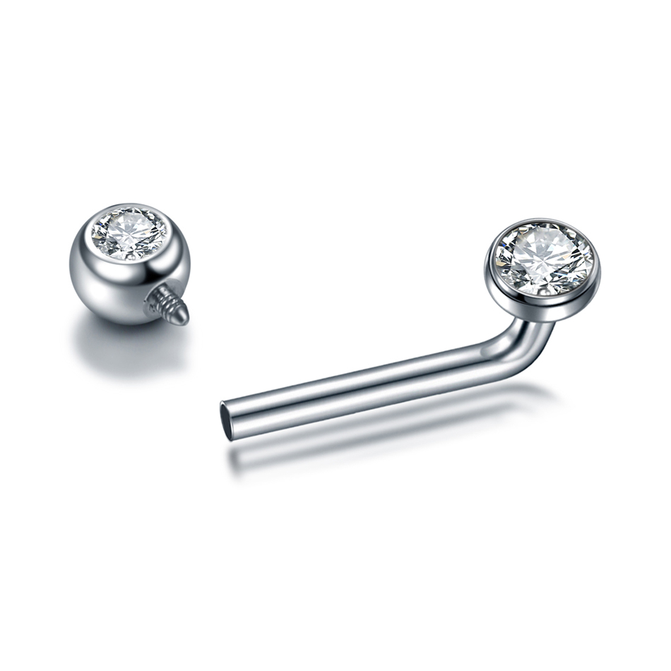 1PC G23 Titanium CZ Curved Bar - Christina Jewelry & Watches Marguerite Ørestik Forgyldt Sølv 评论和价格