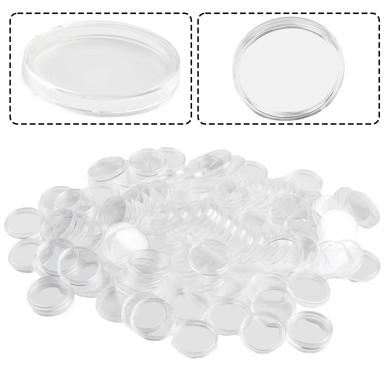 100Pcs Transparent Plastic Rou - Collectors Coins Jewelry & Watches Of Smithtown Photos 评论和价格
