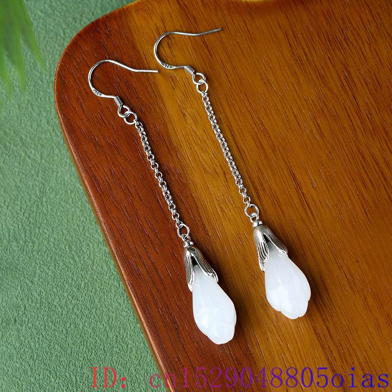 White Real Jade Flower Earring - Luxury Gifts Jewelry & Watches Namfleg Mostar 评论和价格