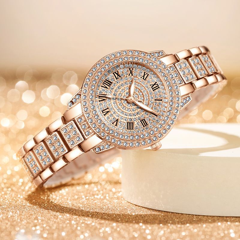 Diamond Roman Pattern Women Qu - Jewelry Watches For Kids 评论和价格