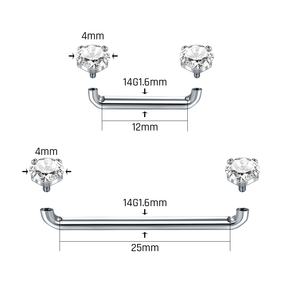 1PC Titanium Surface Piercing  - Christina Jewelry & Watches Marguerite Ørestik Forgyldt Sølv 评论和价格