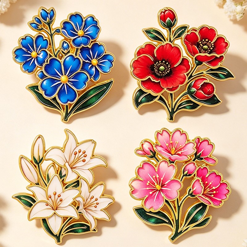 Cute Vintage Colorful Floral E - Vintage Brooch Pin 评论和价格