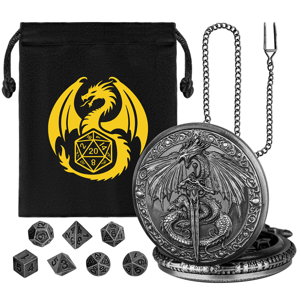 Bronze/Grey Black Sword Dragon - Vintage Pocket Watch 评论和价格